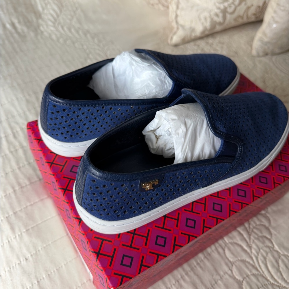 Tory Burch - Navy Blue Slip-On Sneakers - NWOT - Picture 3 of 11